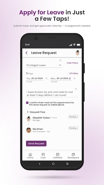 EmployWise leave request screen